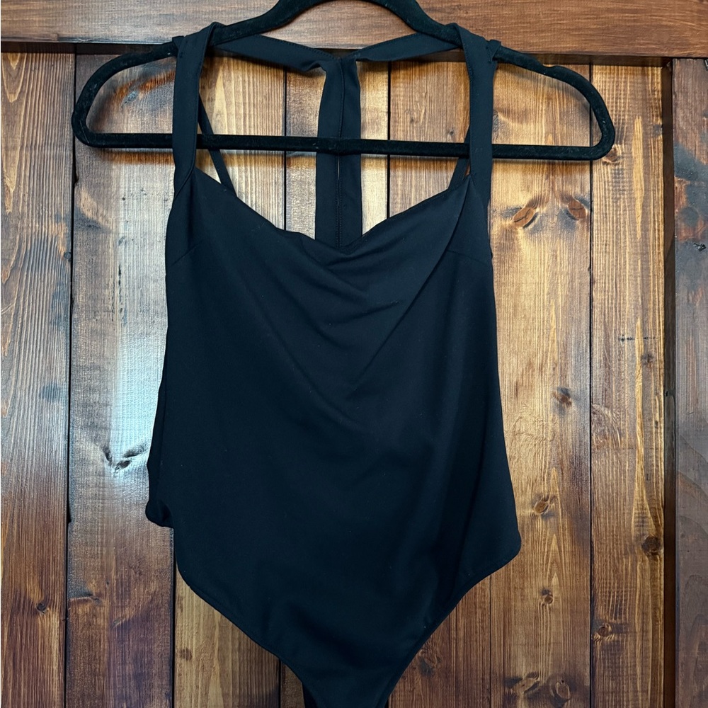Free People Black Come On Over Bodysuit